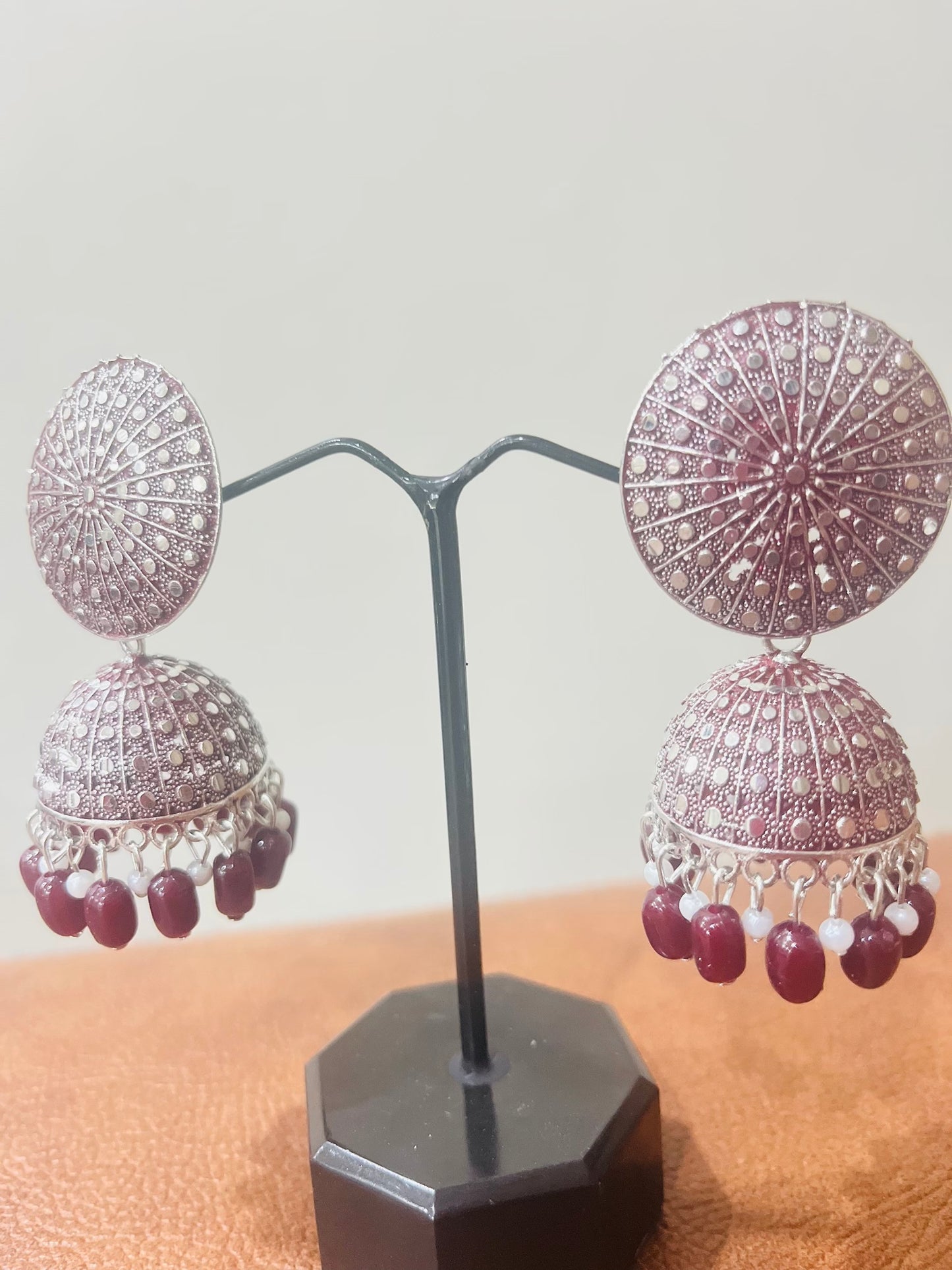 Beautiful Mirror Work Beads Jhumkis