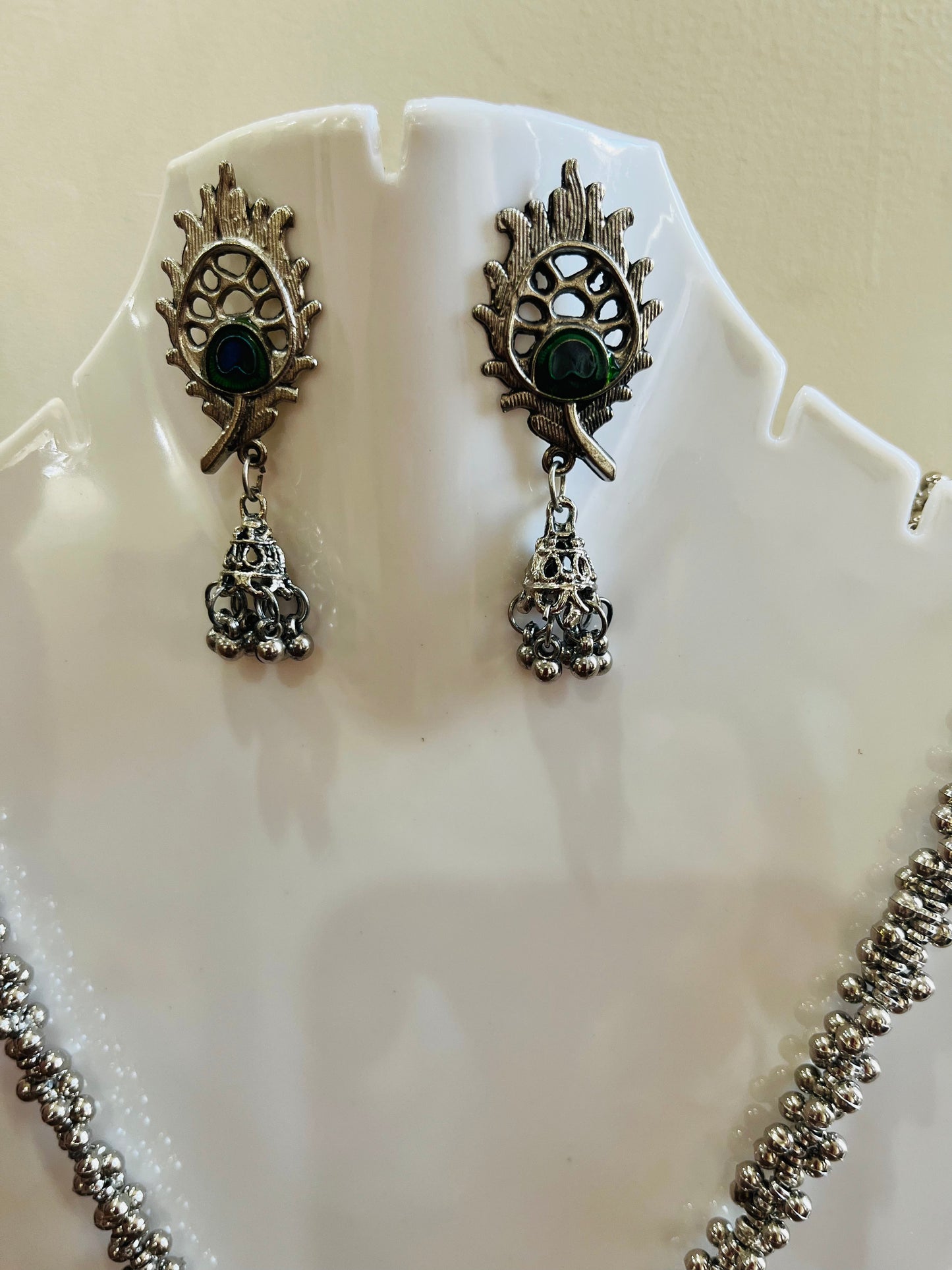 Krishna oxidized long necklace set