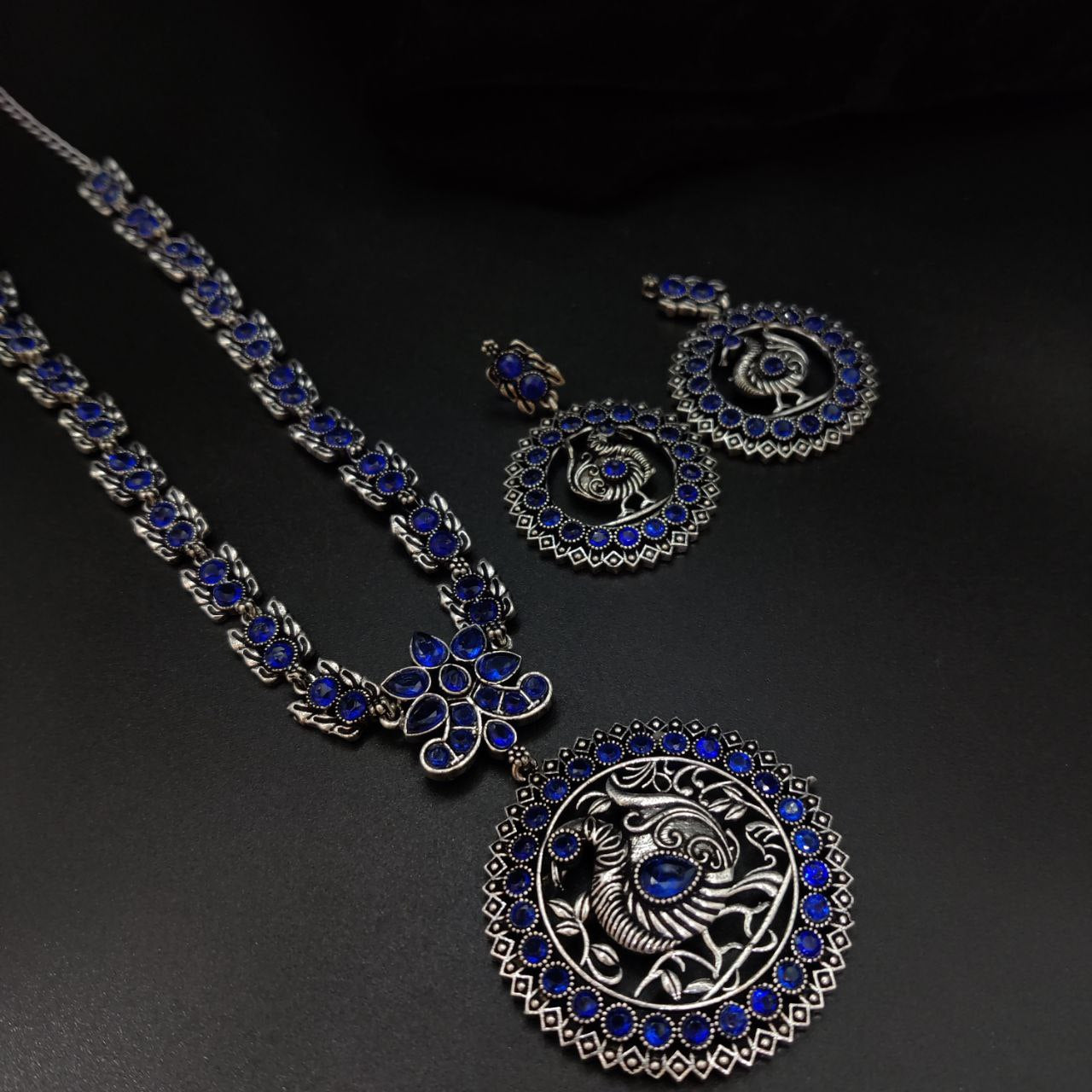 Premium Quality Peacock Oxidized Necklace Set