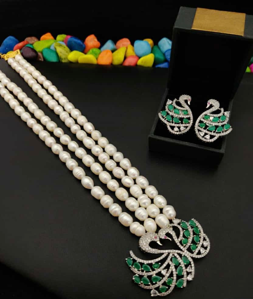 Real Fresh Water Pearls Swan Necklace Set