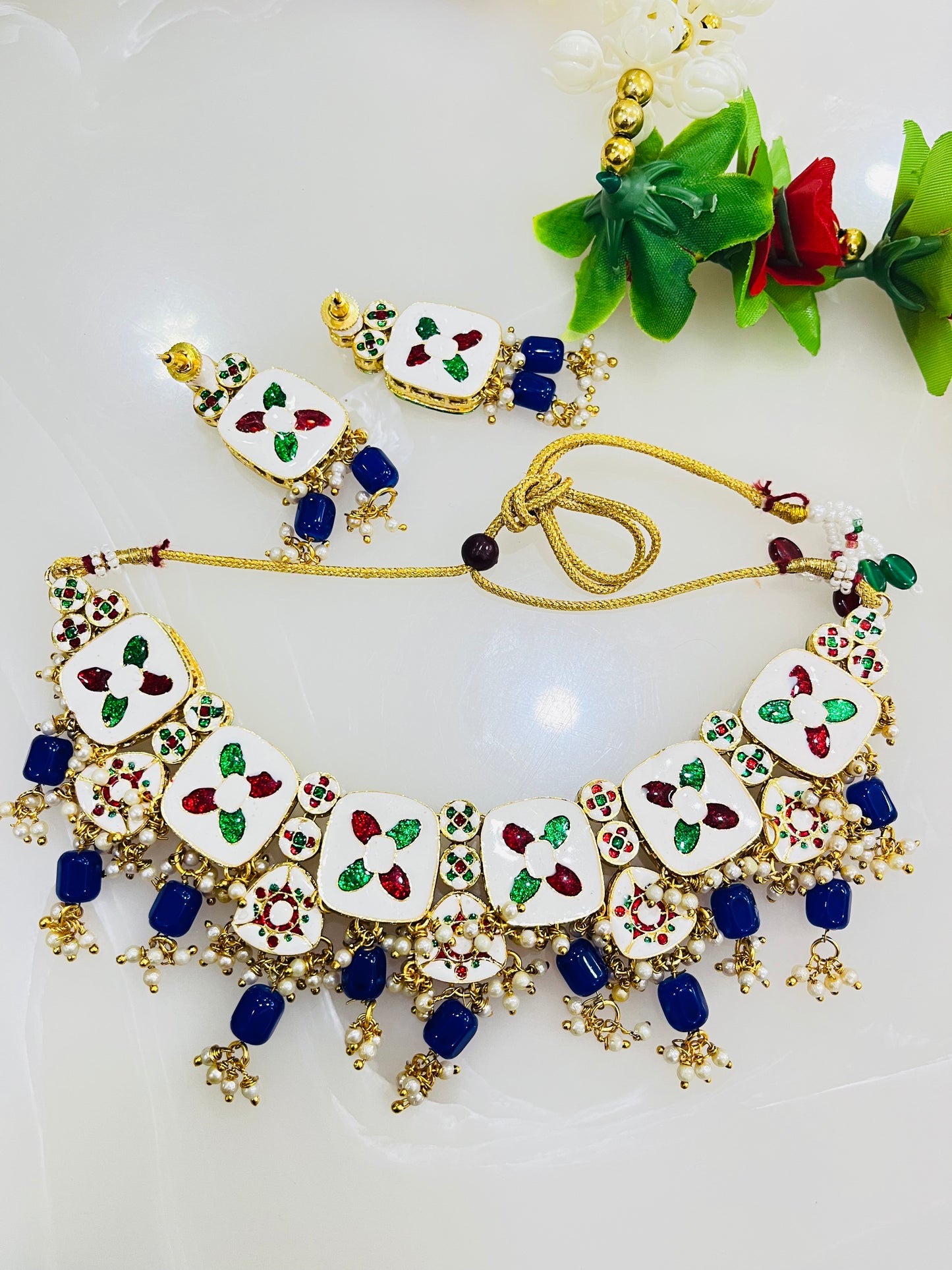 Designer Kundan Meenakari Necklace Set