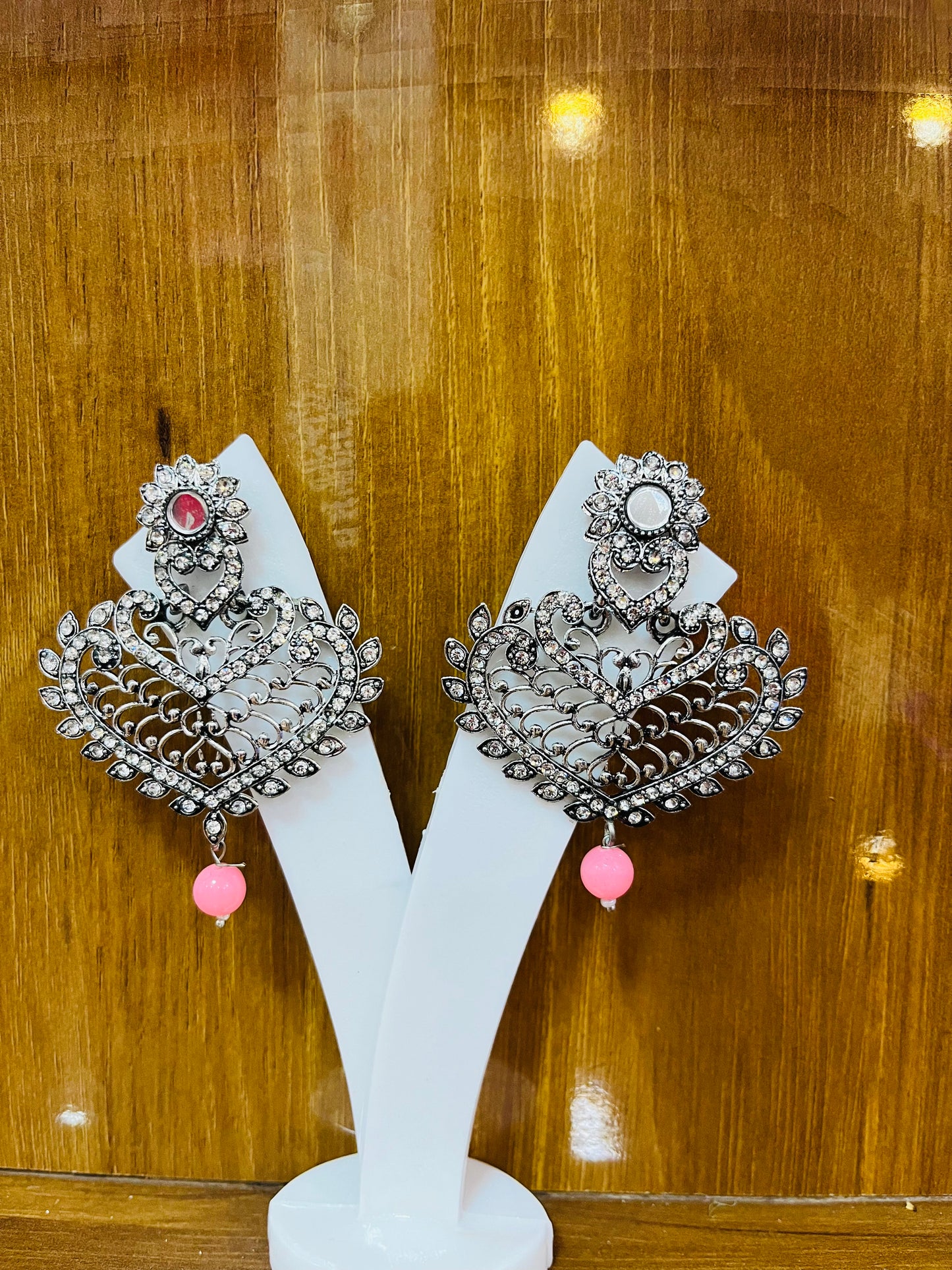 Heart Design Mirror Glass Earrings