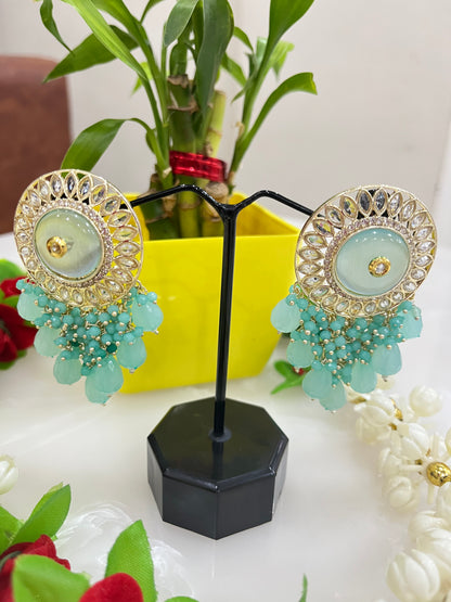 Designer Kundan Monalisa Stone Cz Earrings