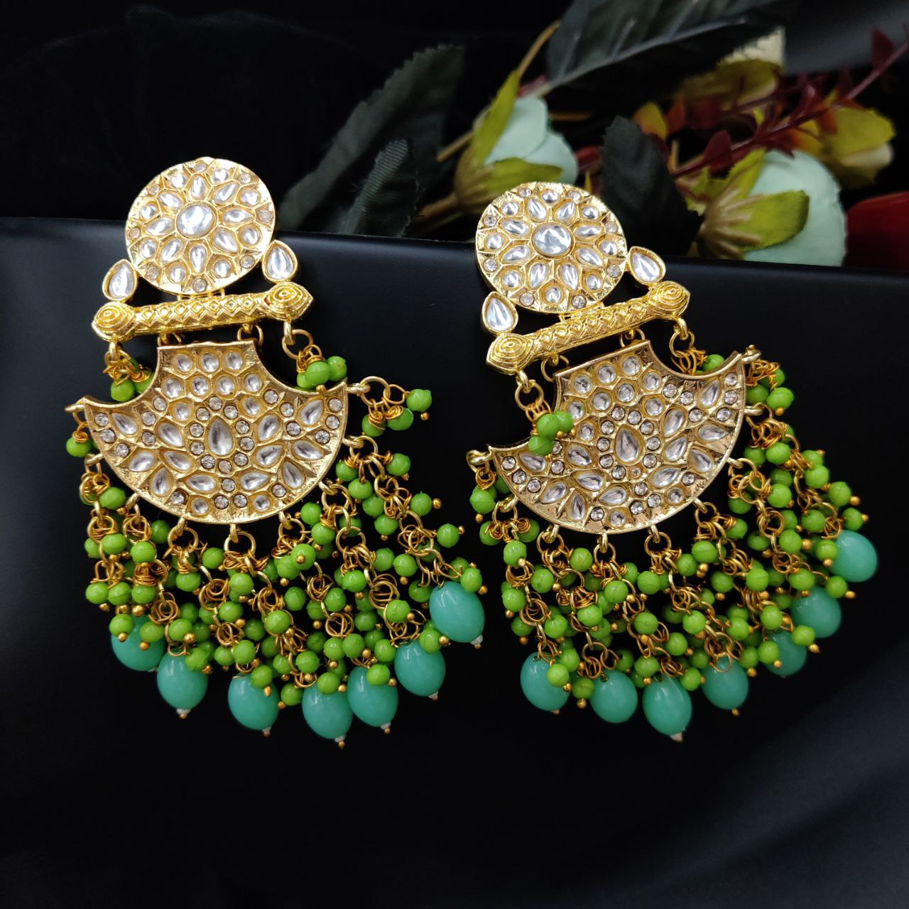 Designer Pearl Beads Gold Plated Earrings