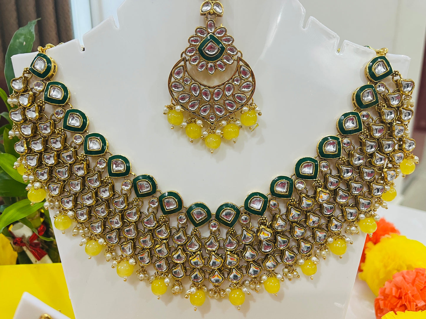 Beautiful Kundan American Diamond Necklace Set