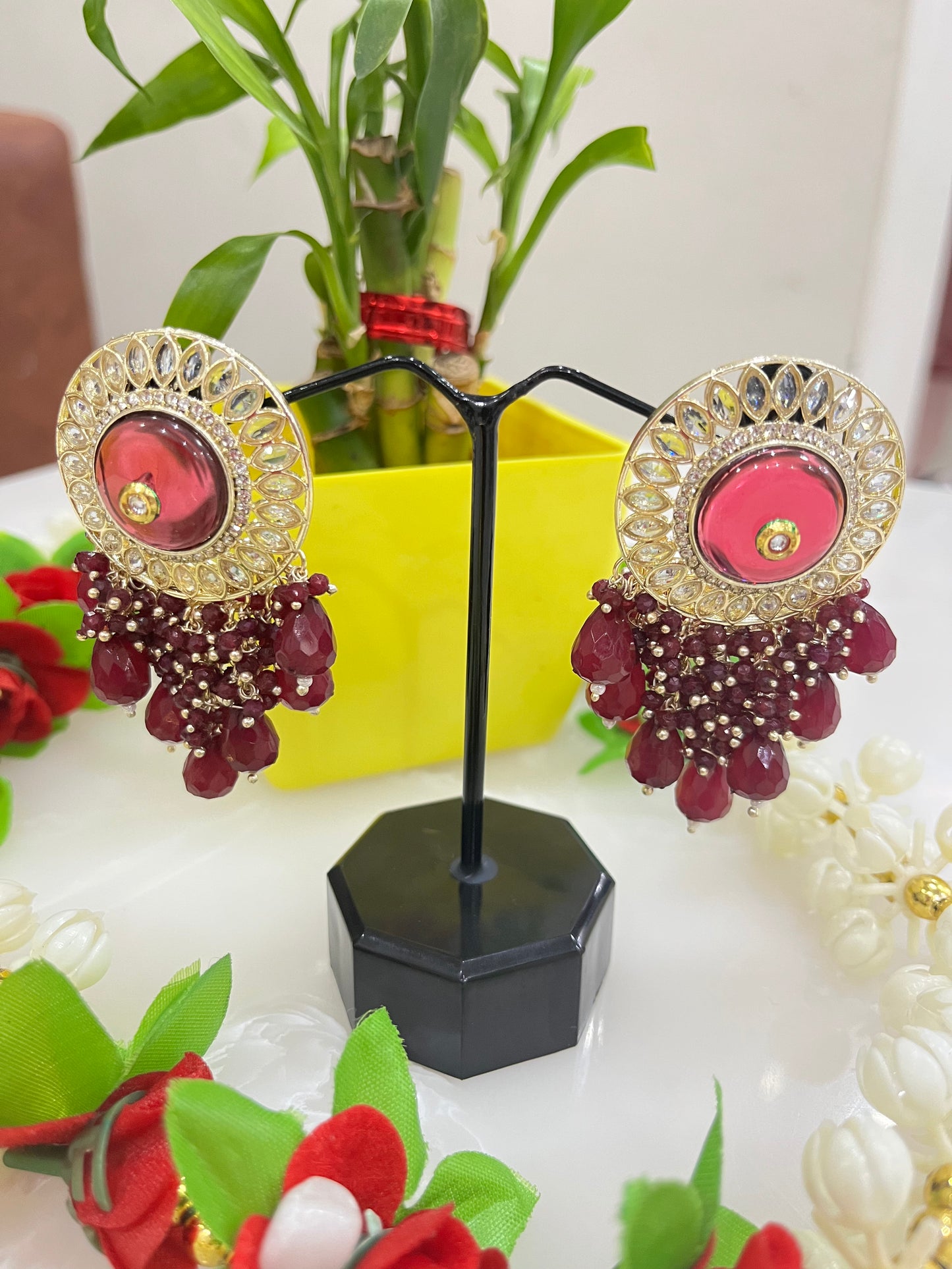 Designer Kundan Monalisa Stone Cz Earrings