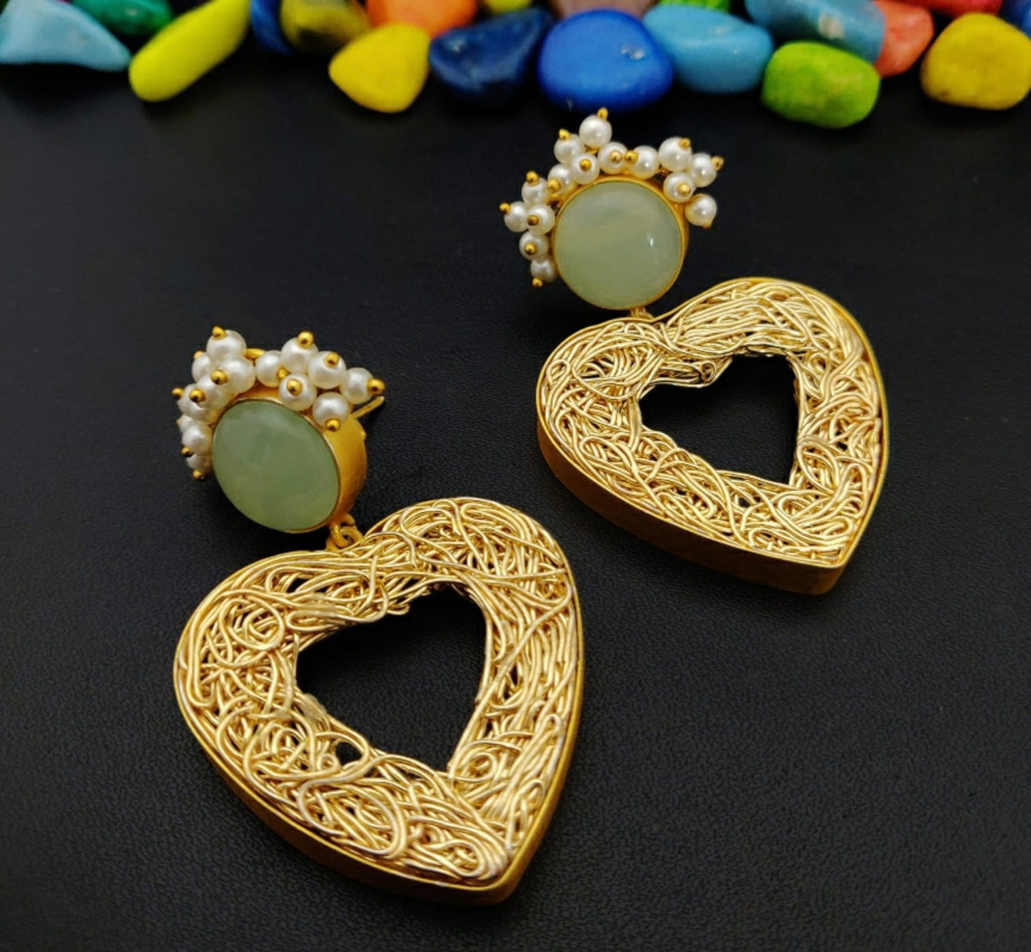 Designer Gold Plated Heart Earrings