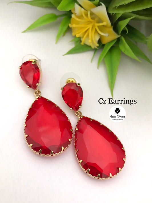 Beautiful Designer Red Cz Earrings