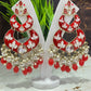 Red Meenakari Clustered Pearl Long Dangler Earring