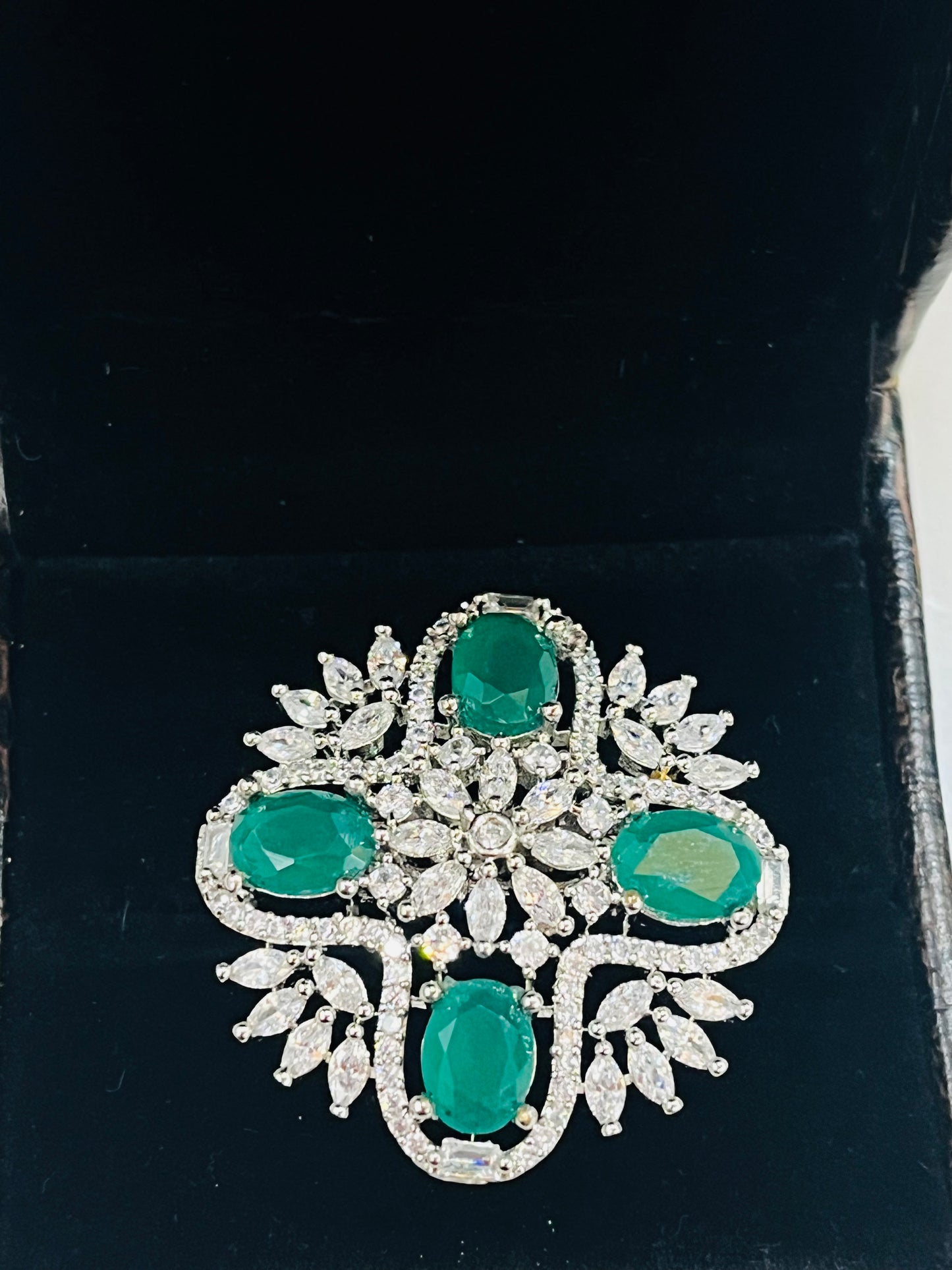 Beautiful AD Green Stone Partywear Ring